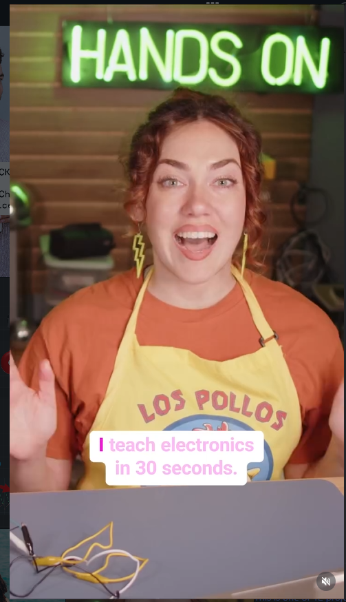 Community member explaining electronics in short-form content